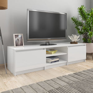 Mobile Porta TV Bianco Lucido 140x40x35,5 cm Legno Multistrato 800654