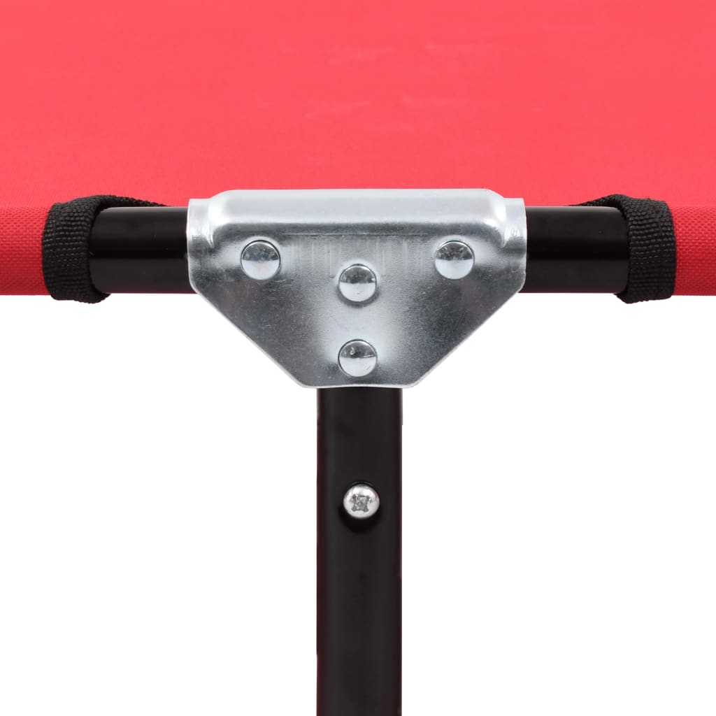 Lettino Prendisole Pieghevole Rosso in Acciaio 47756