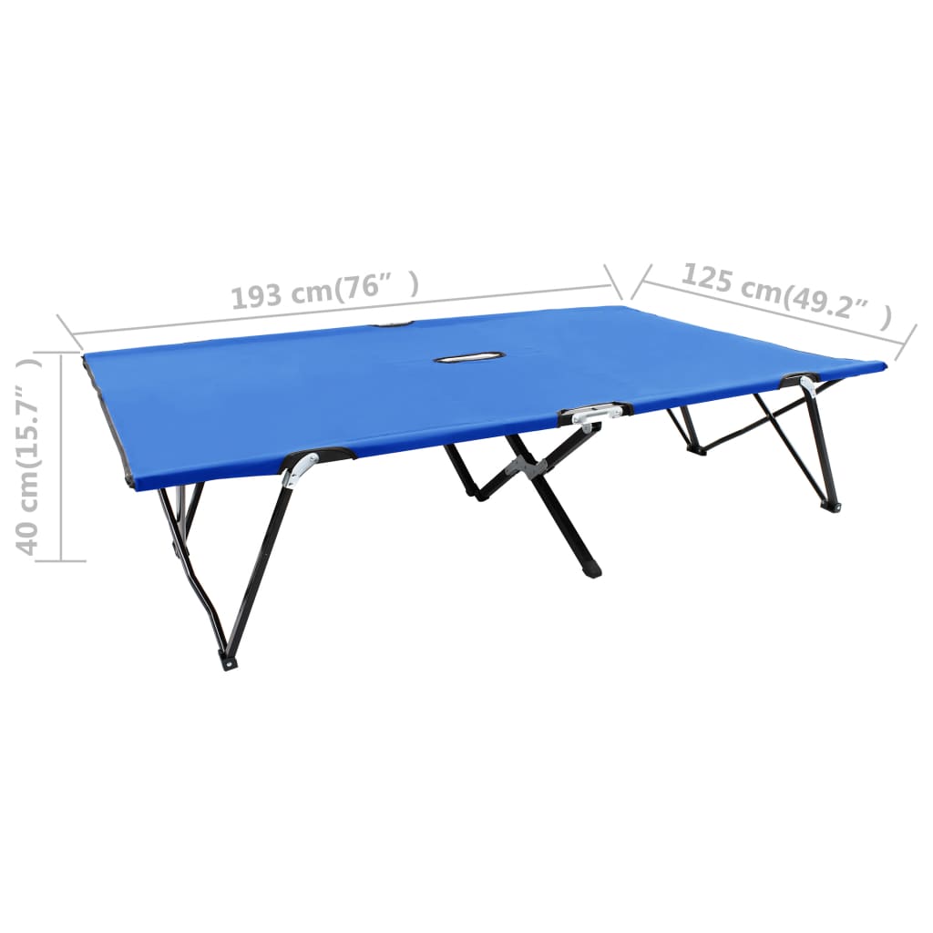 Lettino Prendisole Pieghevole Due Persone Blu in Acciaio 47759