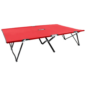 Letto da campeggio doppio, mobile da esterno pieghevole, 2 posti, acciaio rosso 02_0012793