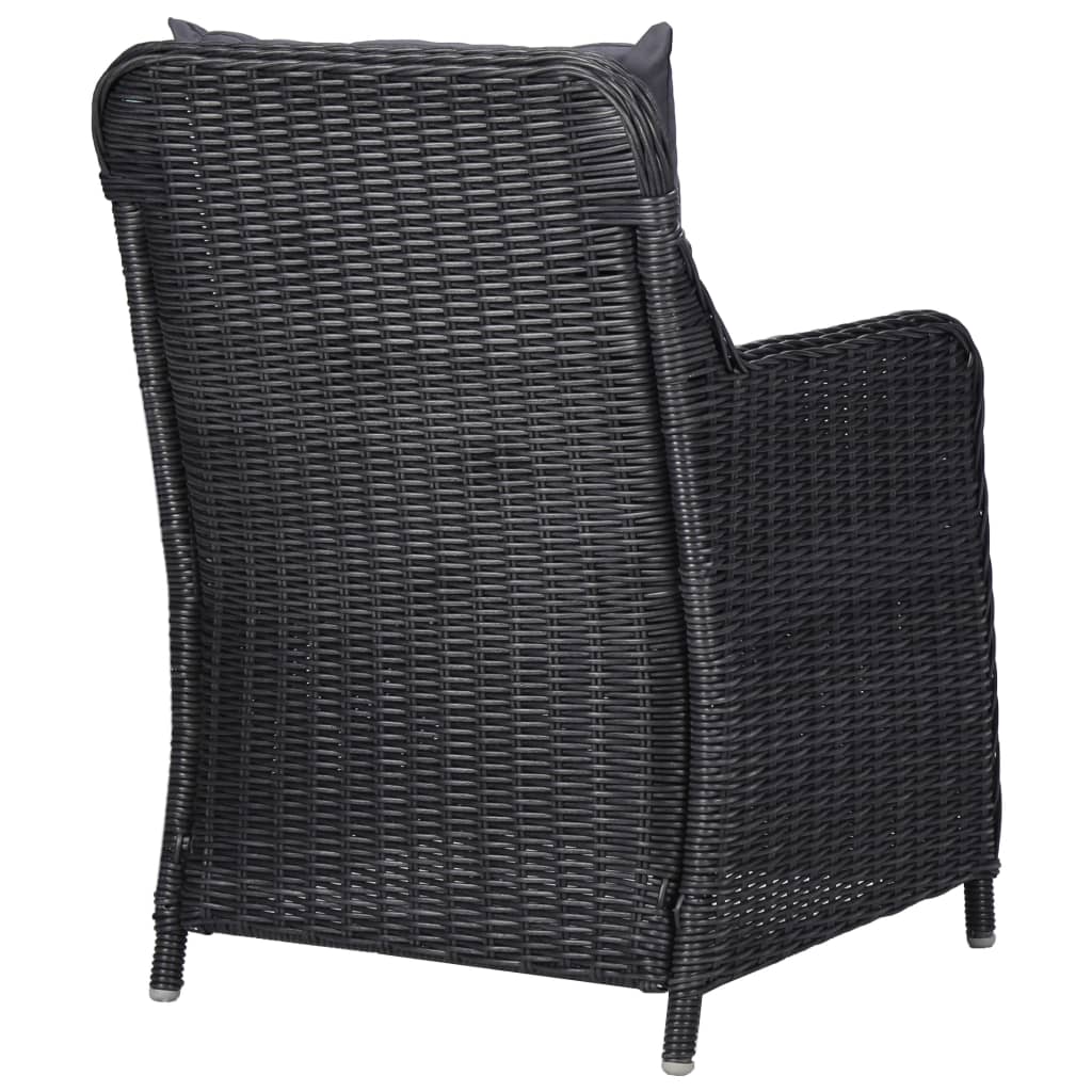 Sedie da Giardino 2 pz con Cuscini in Polyrattan Nere 46548