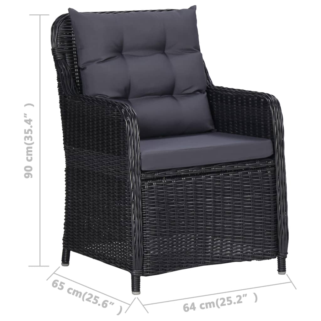 Sedie da Giardino 2 pz con Cuscini in Polyrattan Nere 46548