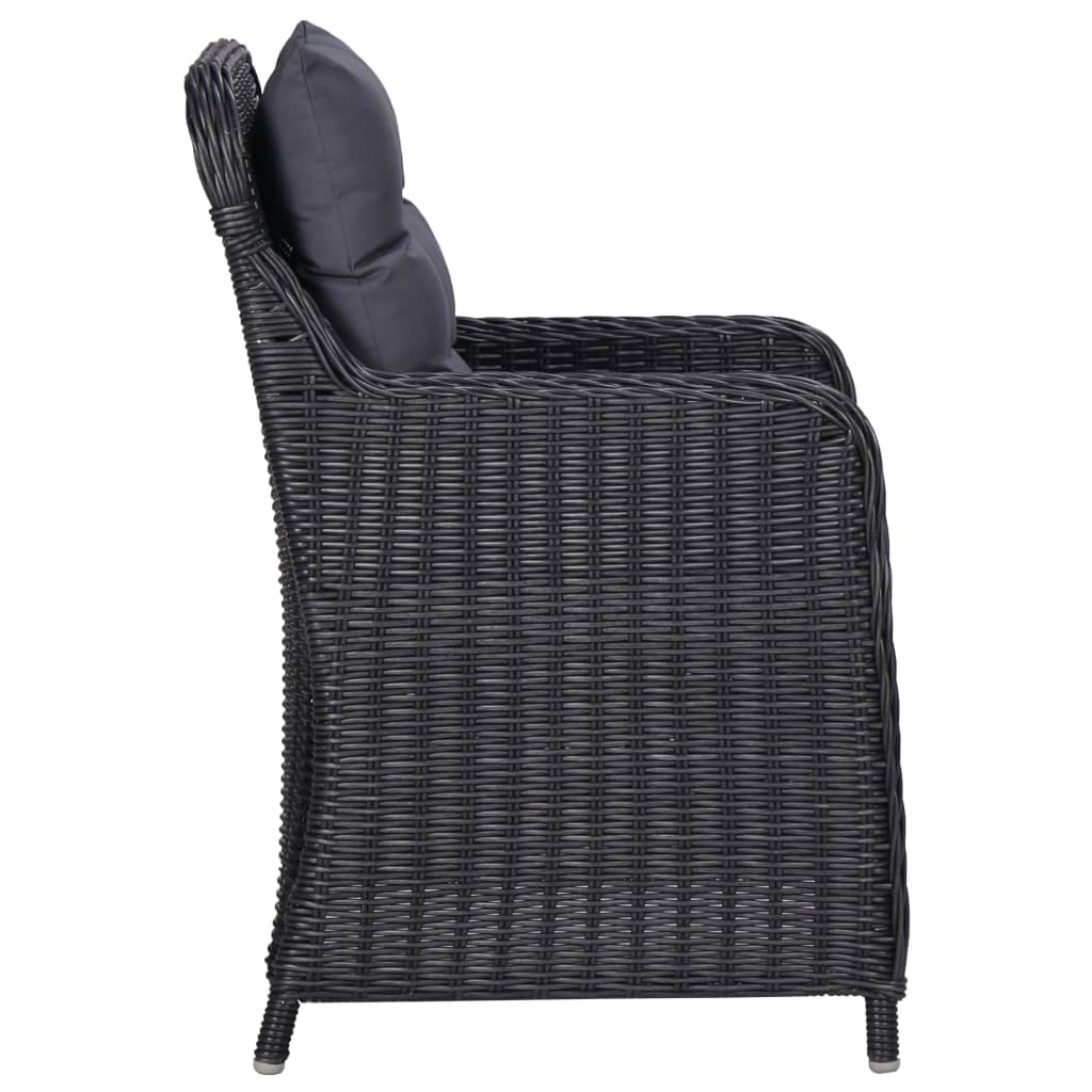 Sedie da Giardino 2 pz con Tavolino da Tè in Polyrattan Nero 46550