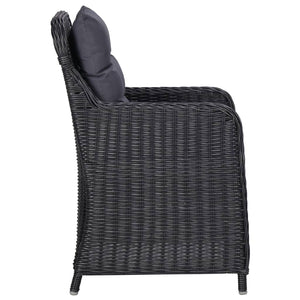 Sedie da Giardino 2 pz con Tavolino da Tè in Polyrattan Nero 46550