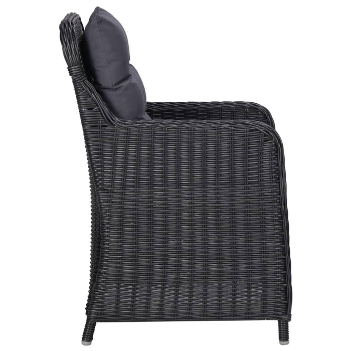 Sedie da Giardino 2 pz con Tavolino da Tè in Polyrattan Nero 46550