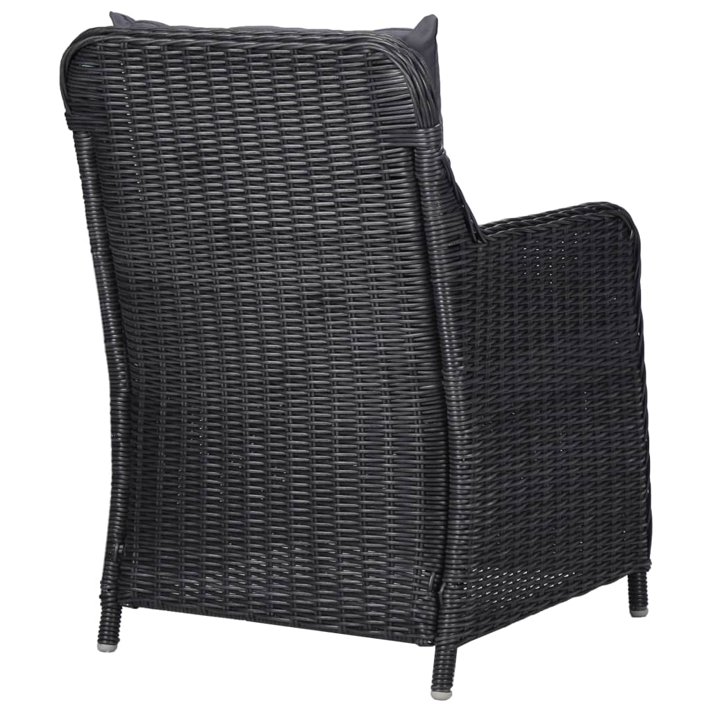 Sedie da Giardino 2 pz con Tavolino da Tè in Polyrattan Nero 46550
