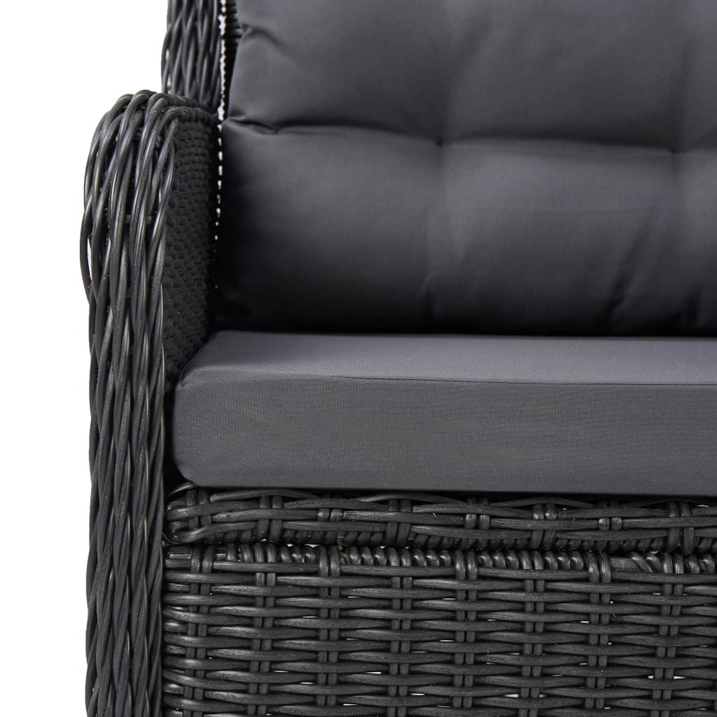 Sedie da Giardino 2 pz con Tavolino da Tè in Polyrattan Nero 46550
