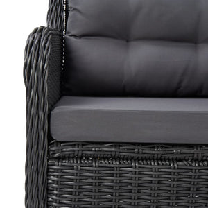 Sedie da Giardino 2 pz con Tavolino da Tè in Polyrattan Nero 46550