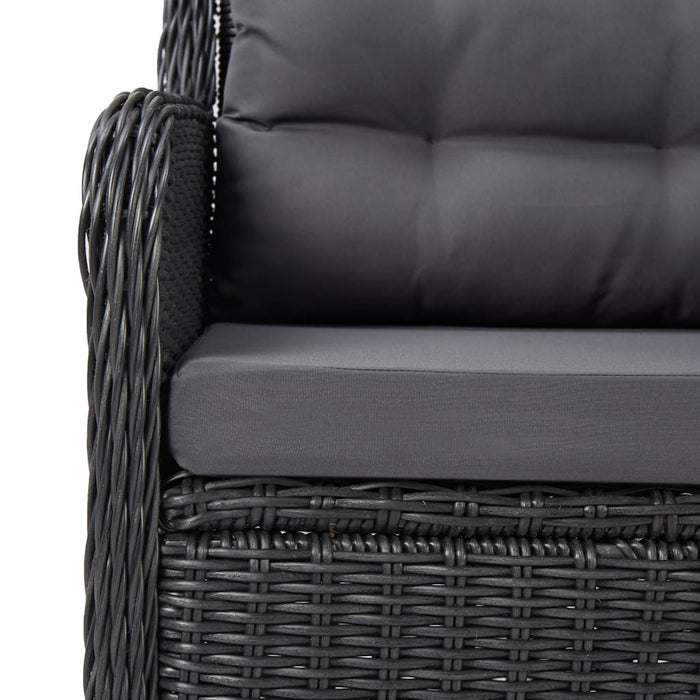 Sedie da Giardino 2 pz con Tavolino da Tè in Polyrattan Nero 46550