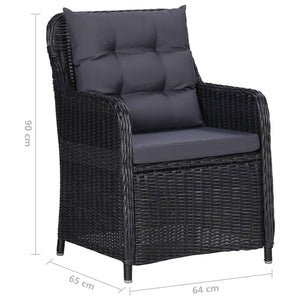 Sedie da Giardino 2 pz con Tavolino da Tè in Polyrattan Nero 46550