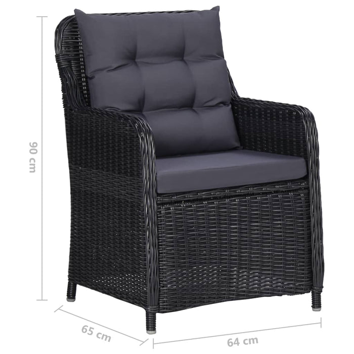 Sedie da Giardino 2 pz con Tavolino da Tè in Polyrattan Nero 46550