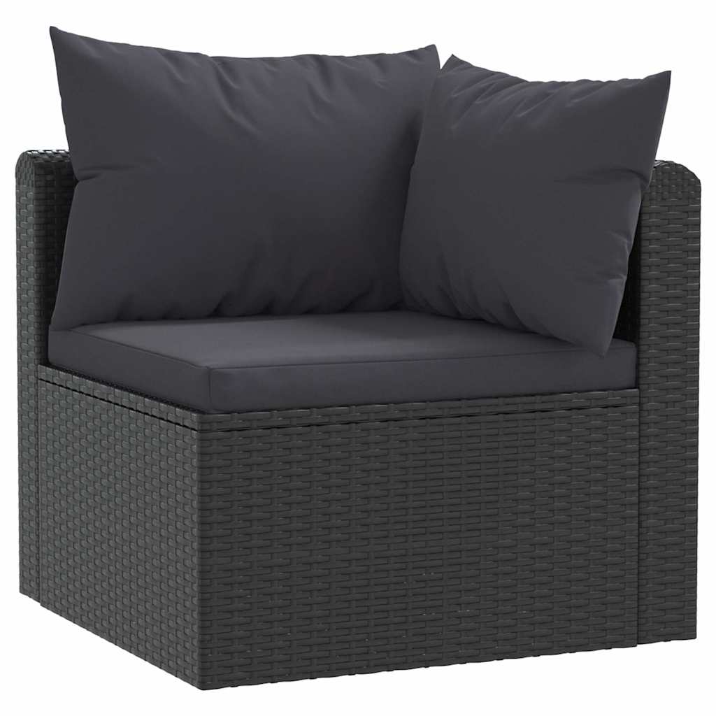 Set Divani da Giardino 7 pz con Cuscini in Polyrattan Nero cod mxl 64481