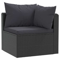 Set Divani da Giardino 7 pz con Cuscini in Polyrattan Nero cod mxl 64481