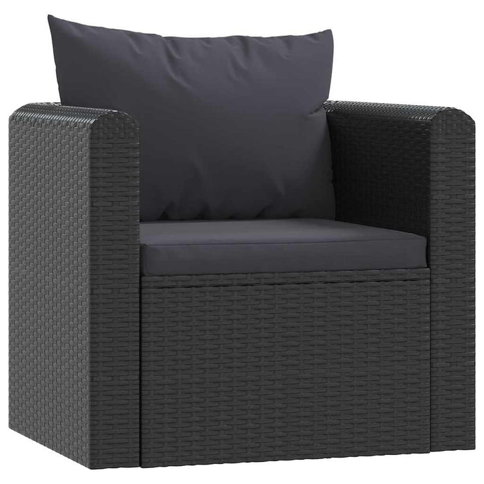 Set Divani da Giardino 7 pz con Cuscini in Polyrattan Nero cod mxl 64481