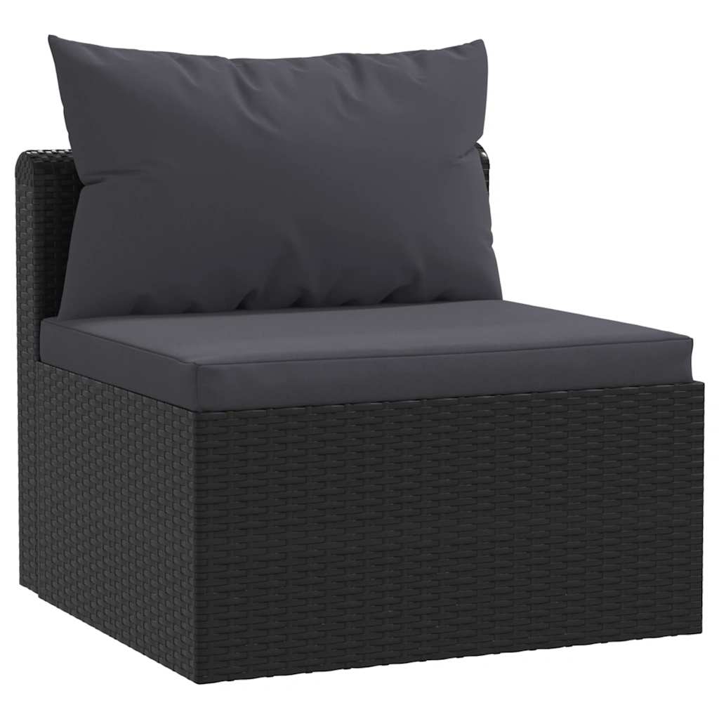 Set Divani da Giardino 7 pz con Cuscini in Polyrattan Nero cod mxl 64481