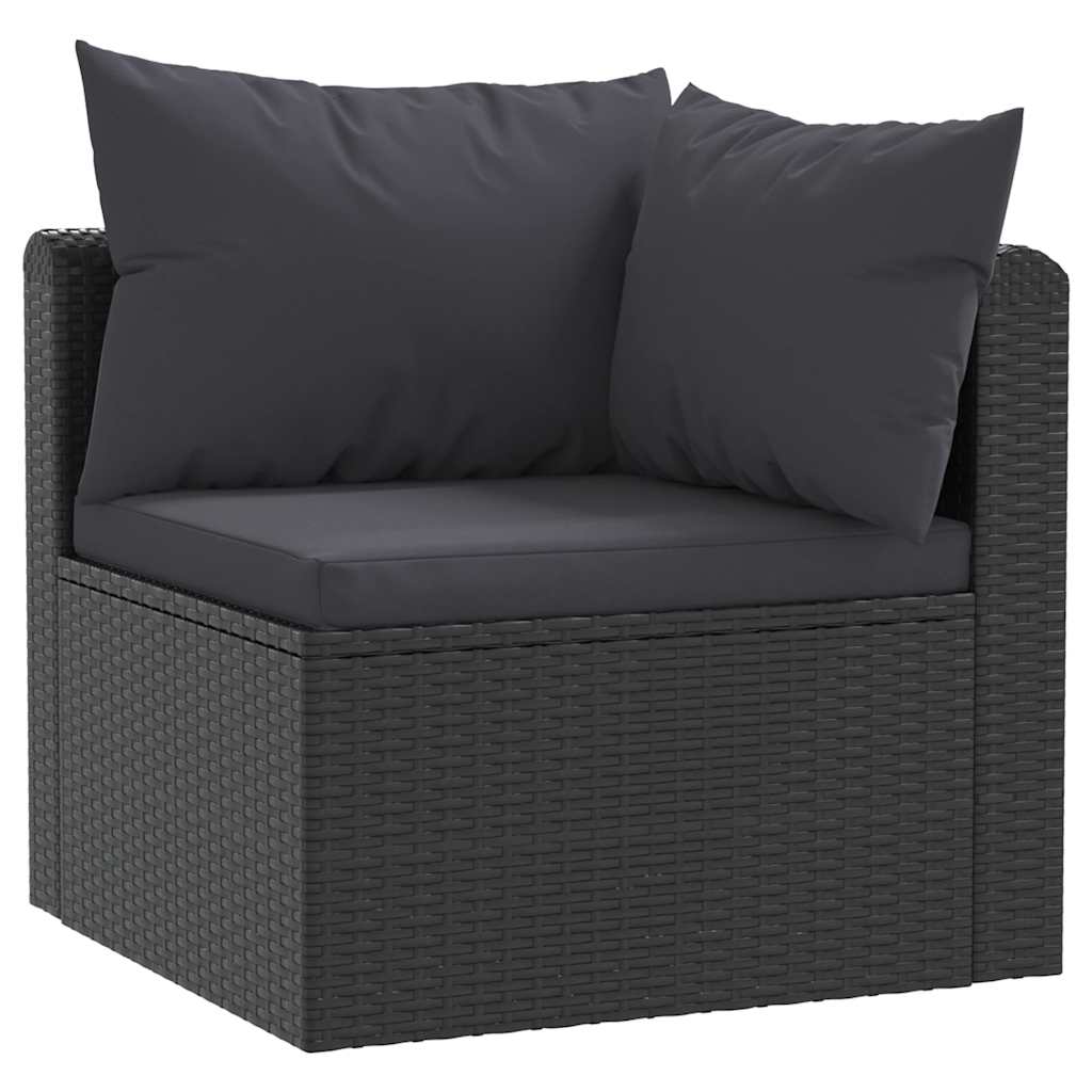 Set Divani da Giardino 4 pz con Cuscini in Polyrattan Nero cod mxl 65682