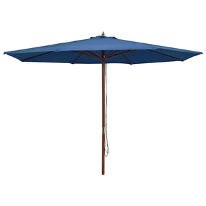 Ombrellone da Esterni con Palo in Legno 350 cm Blu
