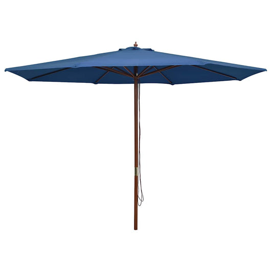 Ombrellone da Esterni con Palo in Legno 350 cm Blu
