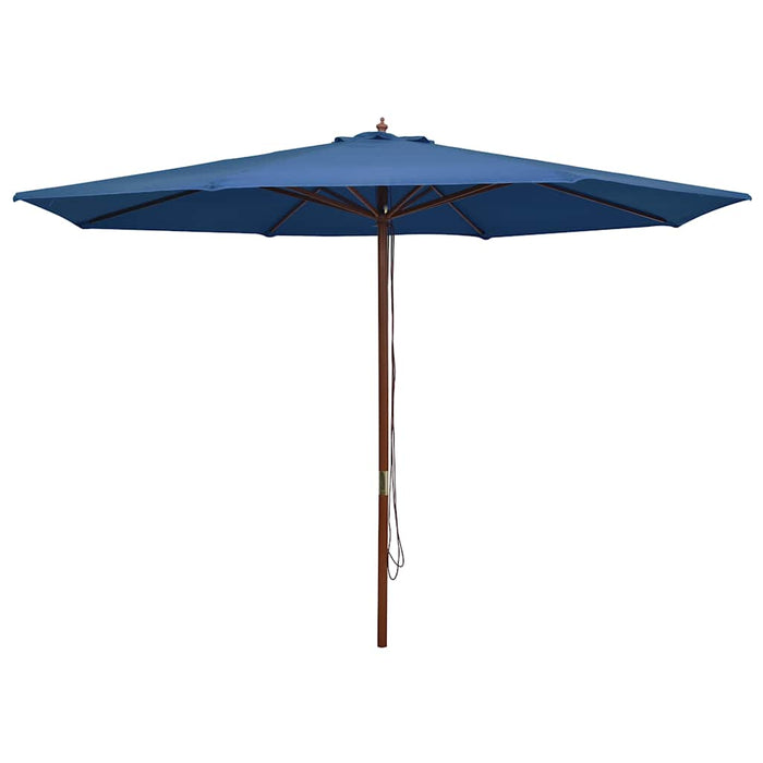 Ombrellone da Esterni con Palo in Legno 350 cm Blu