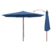 Ombrellone da Esterni con Palo in Legno 350 cm Blu 47139