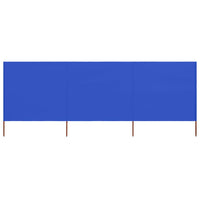 Paravento a 3 Pannelli in Tessuto 400x80 cm Azzurro