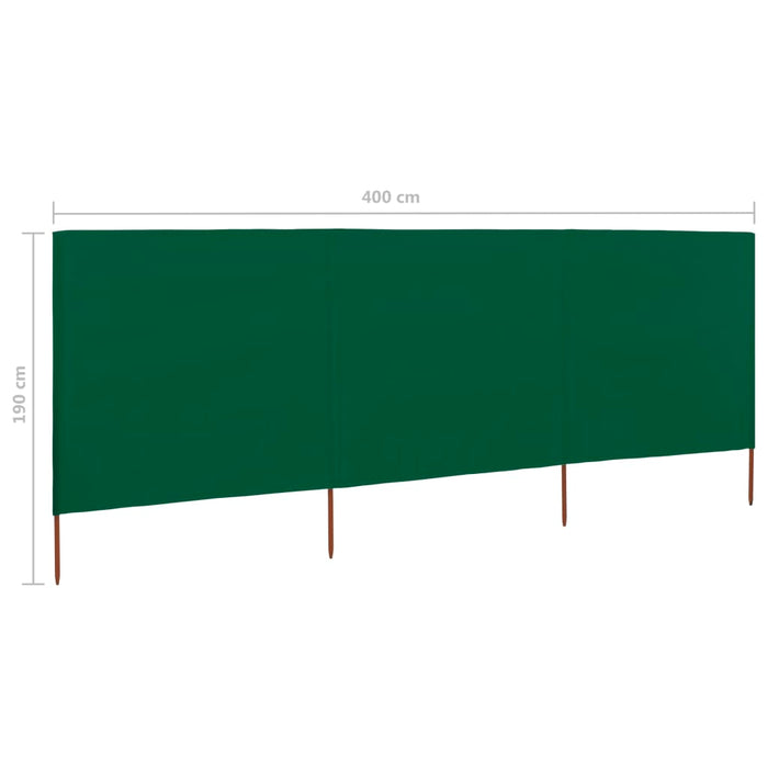 Paravento a 3 Pannelli in Tessuto 400x160 cm Verde cod mxl 54651