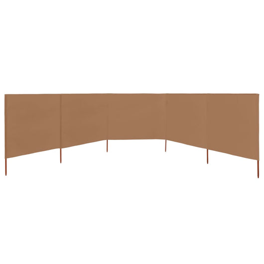 Paravento a 5 Pannelli in Tessuto 600x80 cm Grigio Talpa 47157