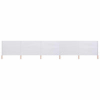 Paravento a 5 Pannelli in Tessuto 600x160 cm Bianco Sabbia cod mxl 54571