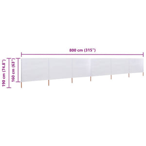 Paravento a 6 Pannelli in Tessuto 800x160 cm Bianco Sabbia cod mxl 63951