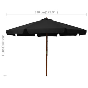 Ombrellone da esterno con palo in legno 330 cm nero 02_0008251