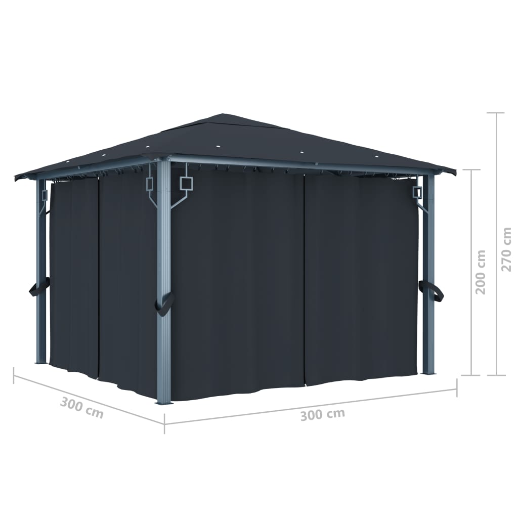 Gazebo con Tenda 300 x 300 cm Antracite Alluminio
