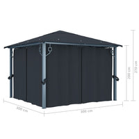 Gazebo con Tenda 300 x 300 cm Antracite Alluminio