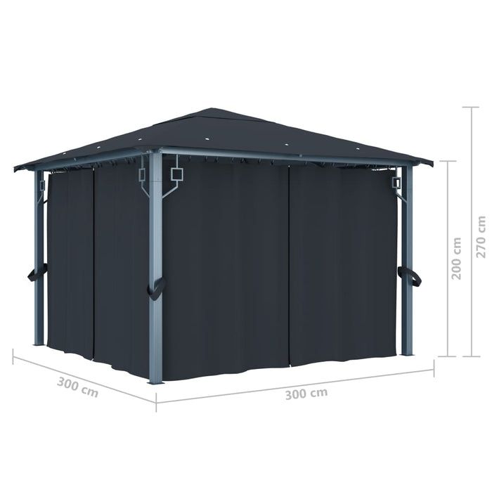 Gazebo con Tenda 300 x 300 cm Antracite Alluminio