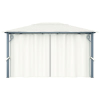 Gazebo con Tenda 400 x 300 cm Crema Alluminio