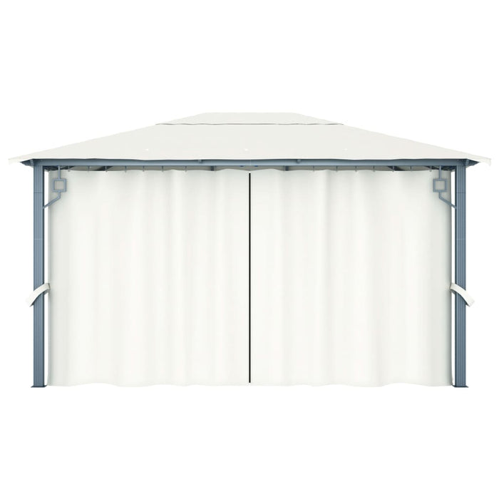 Gazebo con Tenda 400 x 300 cm Crema Alluminio