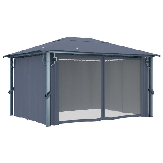 Gazebo con Tenda 400 x 300 cm Antracite in Alluminio 48045
