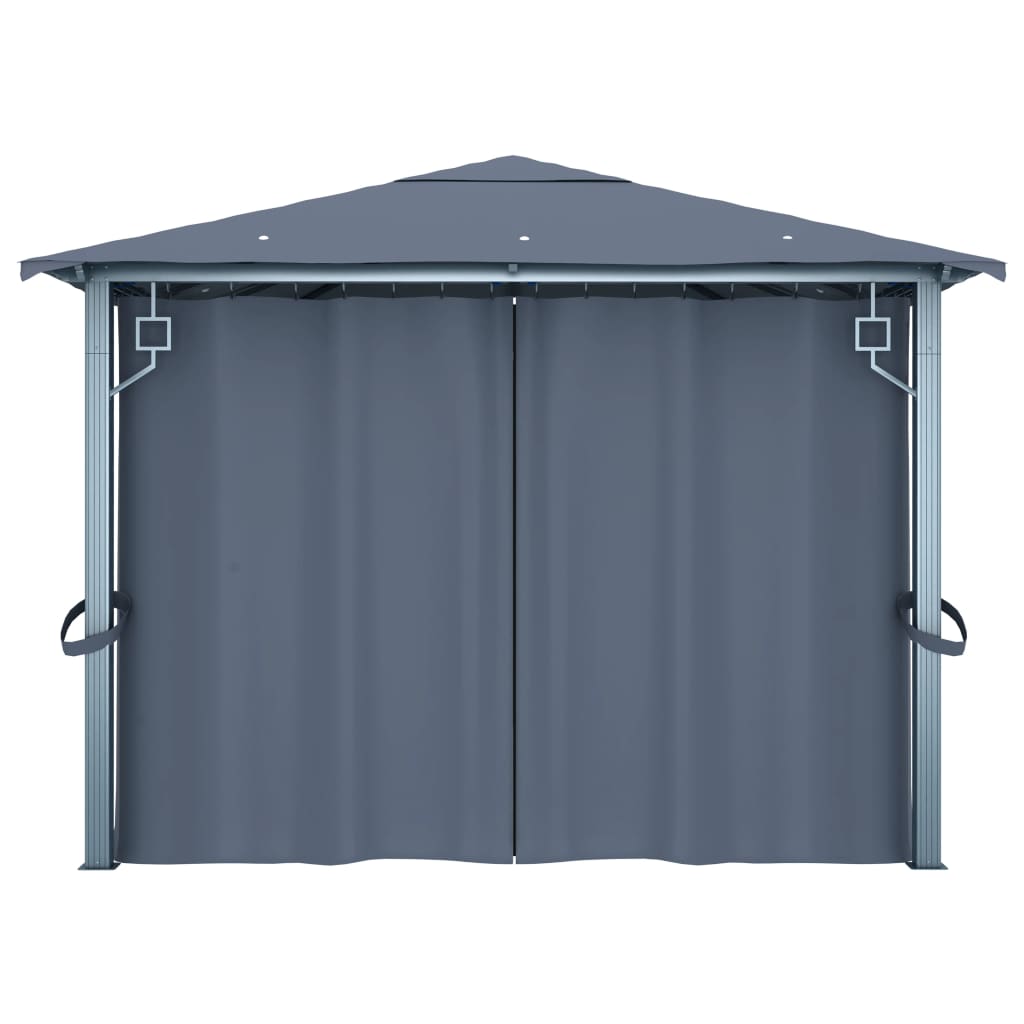 Gazebo con Tenda 400 x 300 cm Antracite in Alluminio 48045