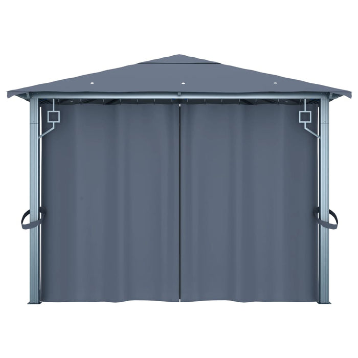 Gazebo con Tenda 400 x 300 cm Antracite in Alluminio 48045