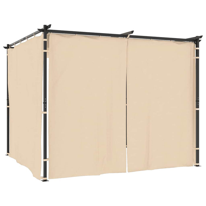 Gazebo con Tende 3x3 m Crema in Acciaio 48050