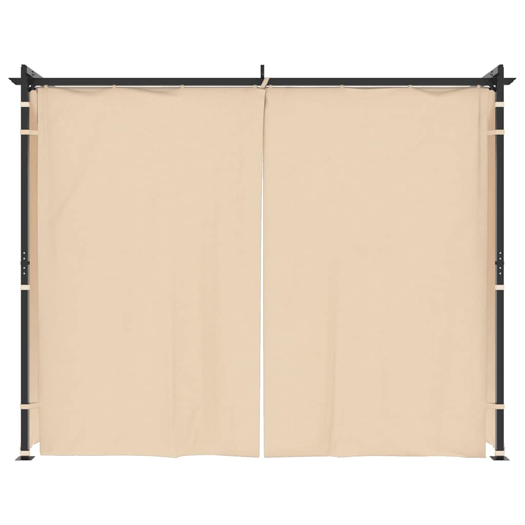 Gazebo con Tende 3x3 m Crema in Acciaio