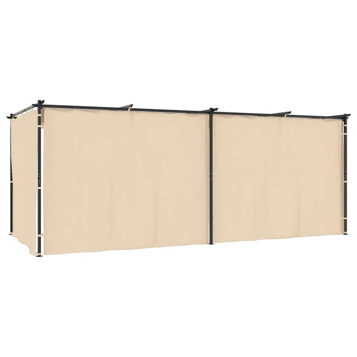 Gazebo con Tende 3x6 cm Crema in Acciaio 48054