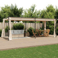 Gazebo con Tende 3x6 cm Crema in Acciaio 48054