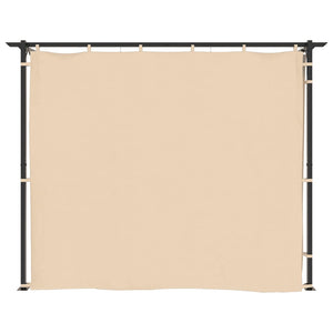 Gazebo con Tende 3x6 cm Crema in Acciaio 48054