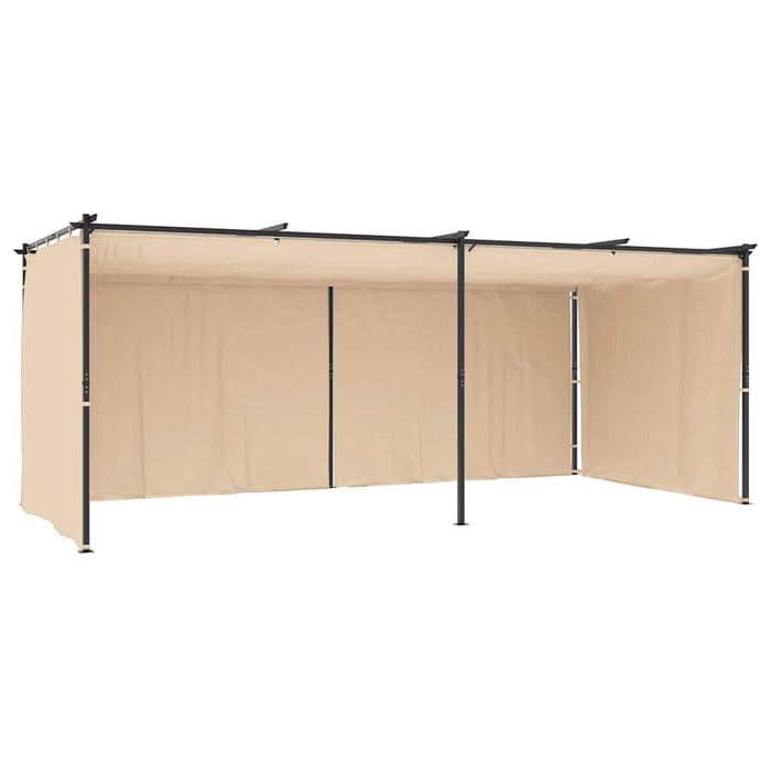 Gazebo con Tende 3x6 cm Crema in Acciaio 48054