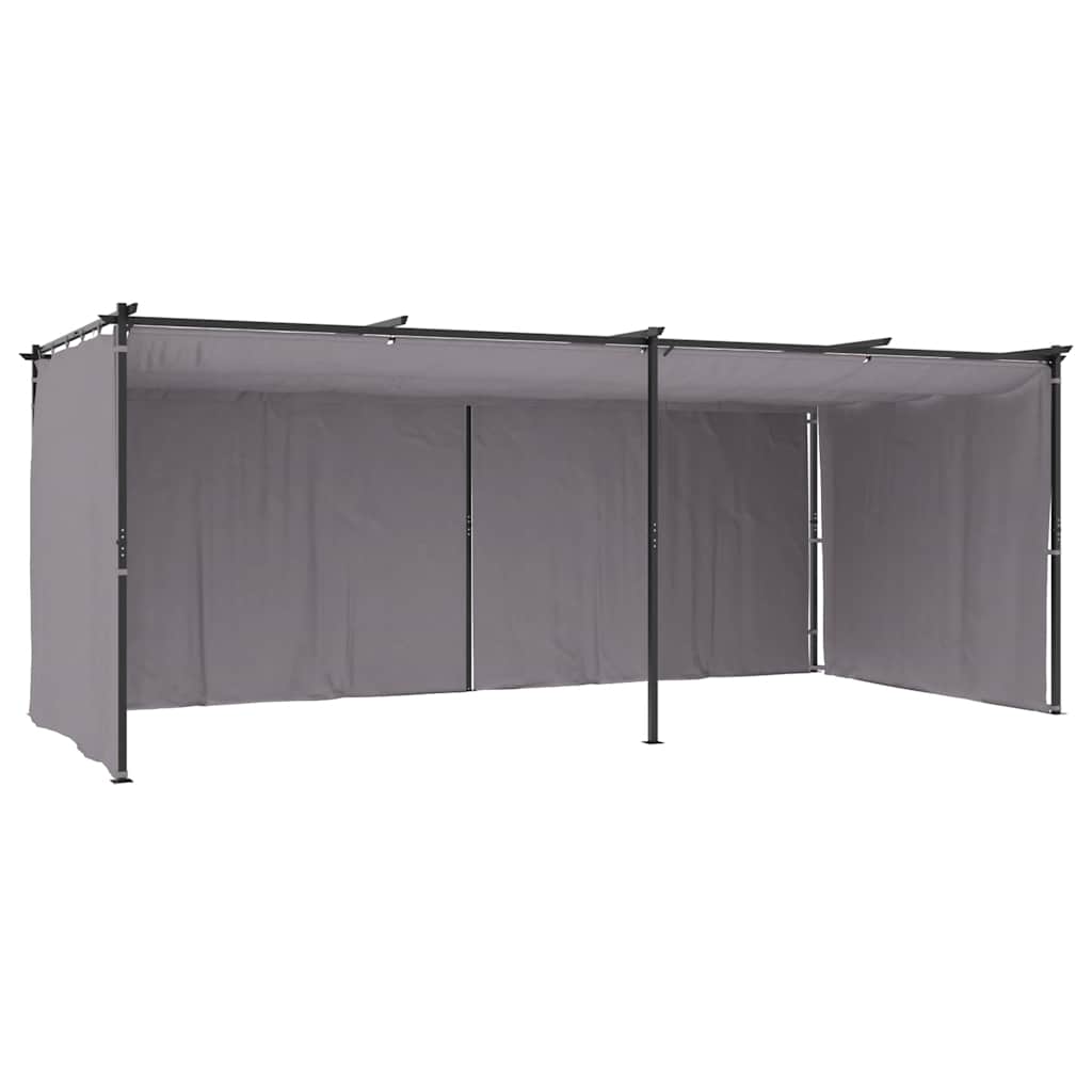 Gazebo con Tende 3x6 cm Antracite in Acciaio 48055