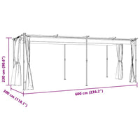 Gazebo con Tende 3x6 cm Antracite in Acciaio