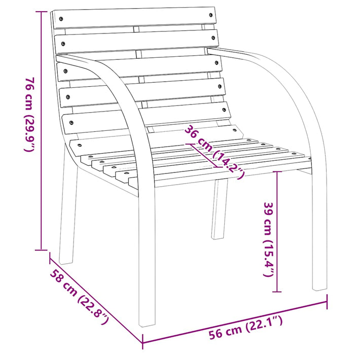 Sedie da Giardino 2 pz Grigie in Legno 47938
