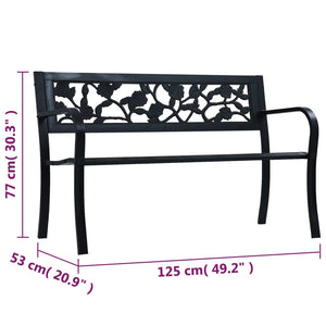 Panchina da Giardino 125 cm Nera in Acciaio 47942