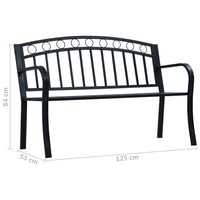 Panchina da Giardino 125 cm Nera in Acciaio  cod mxl 39884