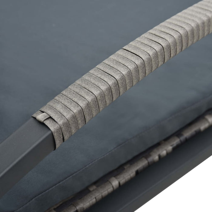 Sdraio sdraio lettino lettino da giardino terrazza arredo da esterno con cuscino e ruote resina intrecciata antracite 02_0012445